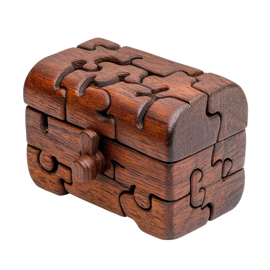 Coffre puzzle en bois pour adulte, casse-tête original de bureau